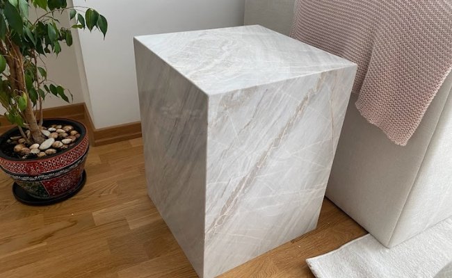 Melin Side Table, White Adana Marble