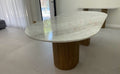 Oval Shape Laxine Dining Table, White Adana Marble