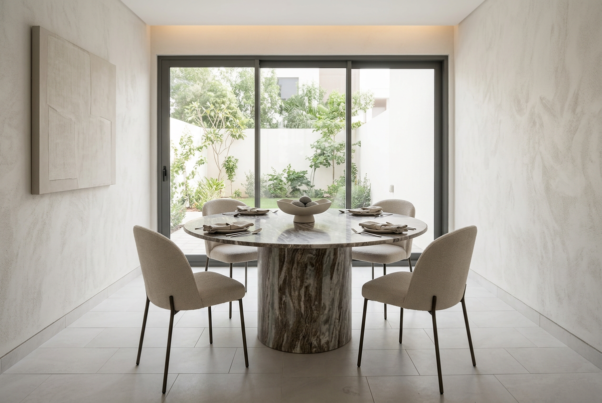Terra Bianca Marble Dining Table